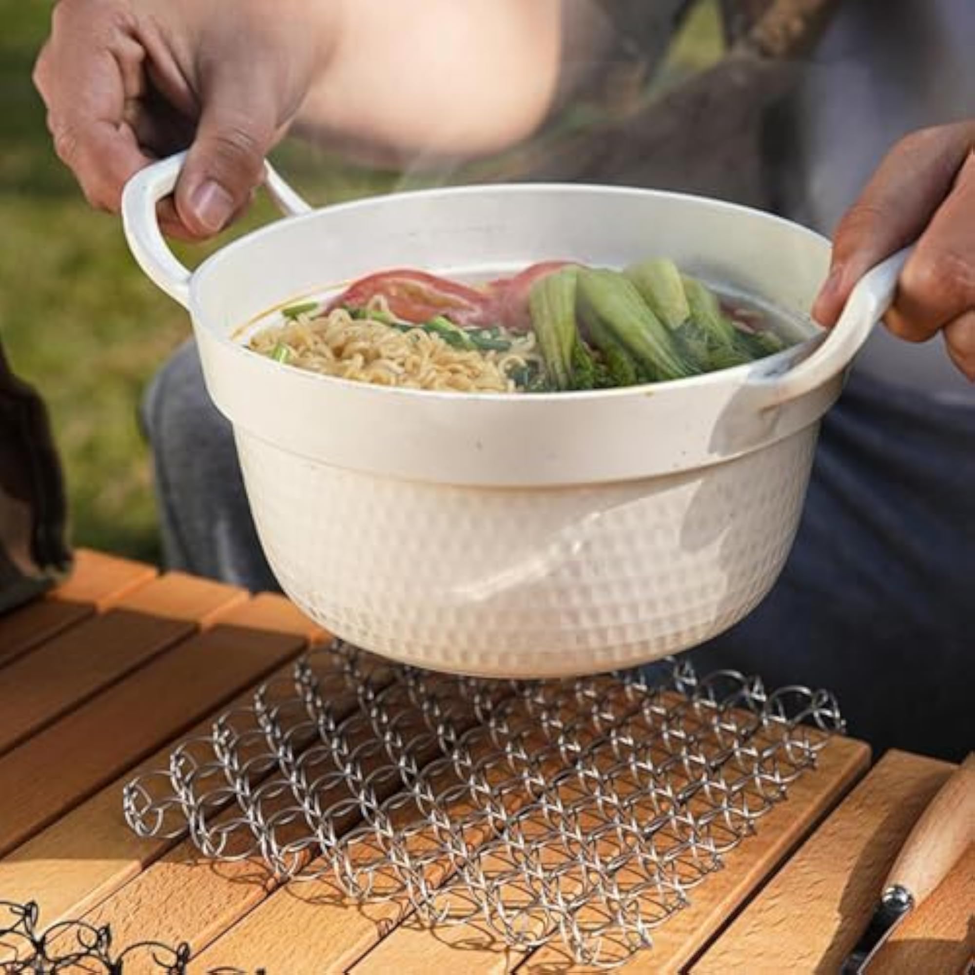 Spring Net Coaster, Stainless Steel Pot Mat for Dining